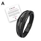 To My Son Love You Forever Leather Braided Bracelet Card Wristband St + H2V4