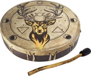Ceremonial Frame Drum - Stag with Moon Phases, 12" diameter, includes beate - Picture 1 of 1