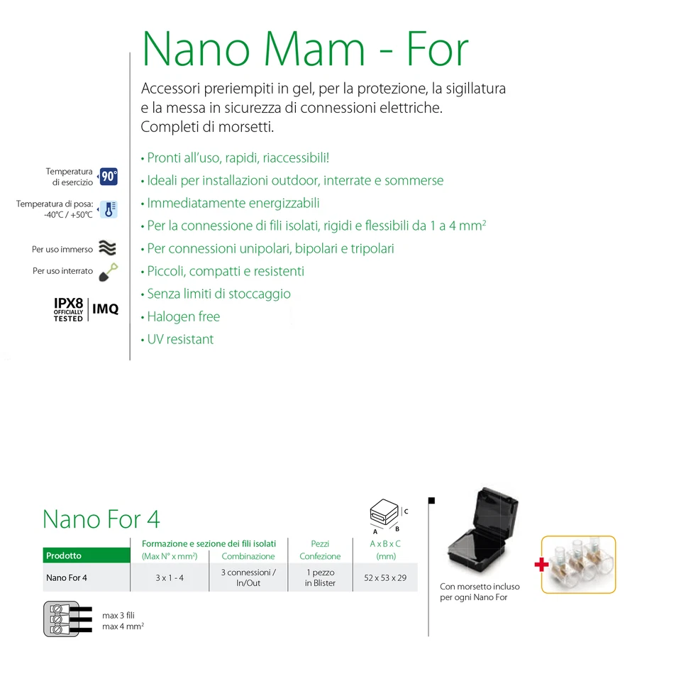 NANO FOR-4 COVER GEL CON 3 MORSETTI FORBOX 4MM 1 PEZZO - RAYTECH NANOFOR-4 - Immagine 1 di 1