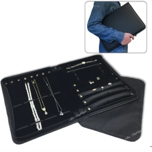 Jewelry Case Salesman Jewelry Display Portfolio Black Jewelry Folder Travel Case - Picture 1 of 8