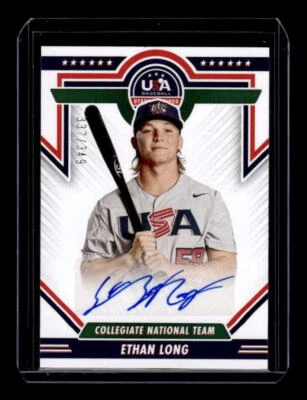 2022 USA Baseball Stars and Stripes CNT Signatures Blue Ink #18 Ethan Long /349 - Image 1 of 2