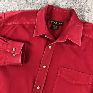 Ariat Button Up Hemd Herren XL Rot Langarm Fronttasche Einfarbig Baumwolle Western - Bild 1 von 12