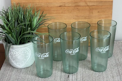 Новый Coca-Cola 24 унций зеленый / нефрит пластиковый стакан чашки, США, набор из 6, кока-кола - Изображение 1 из 4