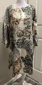 Vtg 80’s Leigh Karmitz Periphery Leopard Tiger Print House Dress Nightgown M - Picture 1 of 9