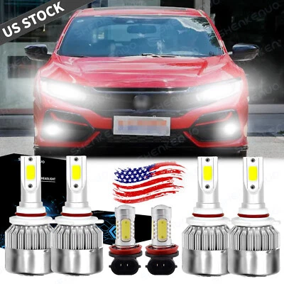 Para For Honda Civic 2006 2007-2015 faro LED de haz alto y bajo+luces antiniebla - Image 1 of 4