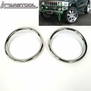 Chrome Fog Light Trim Bezel Ring Left Right Set For 2003-2009 HUMMER H2 SUV SUT - Picture 1 of 7