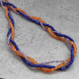 Lapislázuli cornalina amatista cadena piedra curativa trenzada plata de ley 925 K605 - Imagen 1 de 6