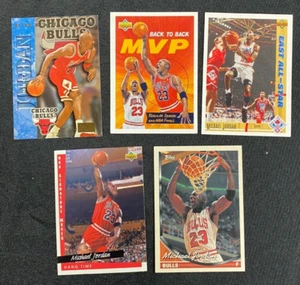 1990s' Basketball Card Lot #1/8 (5) Michael Jordan MOSTLY EX RANGE NH 10323B - Picture 1 of 2