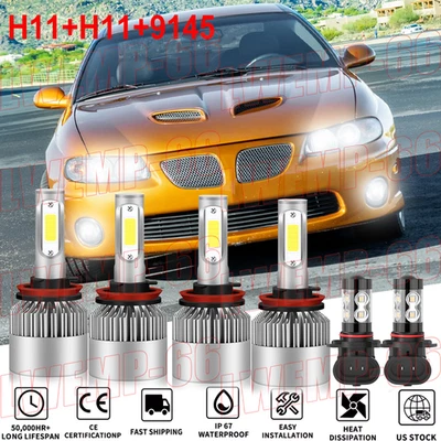 For Pontiac GTO 2004 2005 2006 6x 6000K LED Combo Headlights + Fog Lamp Bulbs - Image 1 of 4