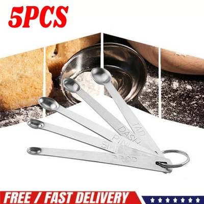 5Pcs Steel Mini Set Dash Pinch Smidgen Norpro Spoons Measuring HO T - Image 1 of 4