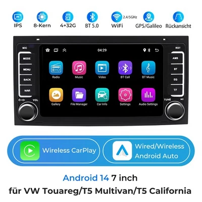7" CarPlay für T5 Multivan V California Autoradio Navigation BT +EQ 8 Core 4+32G - Bild 1 von 4