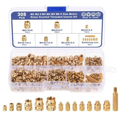 308pcs Messing Rändelmutter Gewindeeinsatz Einpressmutter M2-M6 Einschlagmutter - Bild 1 von 4