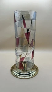 "Candelabro vintage de latón PartyLite mosaico calipso vidrio lámpara huracán 12""" - Imagen 1 de 8