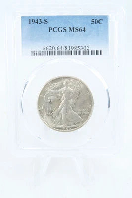 1943-S PCGS MS64 Walking Liberty Half Dollar Business Strike 50C - Image 1 of 2