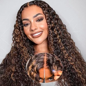 Glueless Wigs Human Hair Pre Plucked Pre Cut Ombre Wig 1b/30 Highlight Lace F... - Picture 1 of 8
