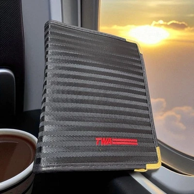 Libreta de direcciones con cremallera TWA Airlines Royal Ambassador bloc de notas bolígrafo lápiz calculadora Foto 1 de 4