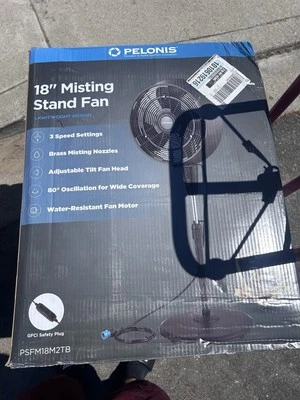 18" 3 Speed Misting Standing Fan (black) 1600CFM Up To 500sq. Ft. - Image 1 of 4