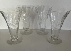 Vintage HEISEY Glass ~ Wheat Etched ~ Ice Tea Glasses / Goblets ~ 6.25” Tall - Picture 1 of 5
