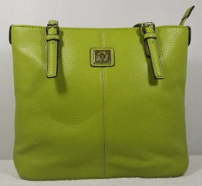 Bolso de hombro de cuero verde manzana Anne Klein bolso bandolera diseñador mujeres Foto 1 de 4
