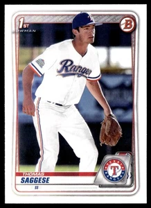 THOMAS SAGGESE 2020 BOWMAN DRAFT RC TEXAS RANGERS #BD-167 1ST BOWMAN - Picture 1 of 2
