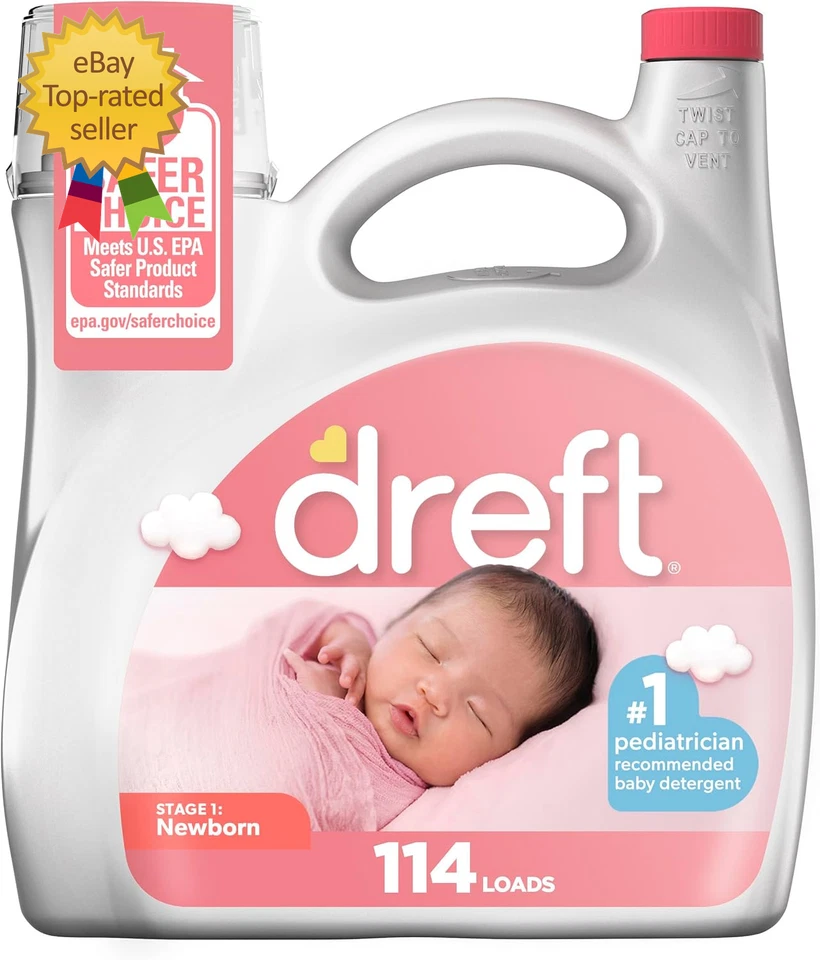 PROCTER & GAMBLE Dreft Stage 1 Newborn Baby Liquid Laundry Detergent, Gentle on Sensitive Skin, H