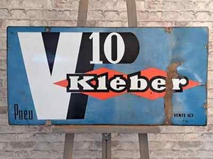 KLÉBER PNEU V10 Enamel Sign Double-Sided 39.4x19.7" (100x50cm) Collector Signage - Picture 1 of 8