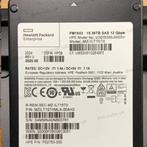 Samsung PM1643 15.36TB SAS 12Gbps MZ-ILT15T0 HPD8 HPE SSD MZ-ILT15T0THMLA-00AH3 - Photo 1/3