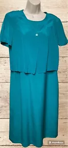 Talbots Silk Dress Jacket Set 12p Teal Blue Maxi Slowfashion Grannycore - Picture 1 of 19