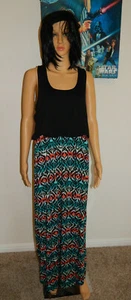Mix & Co. Maxi Dress L Blouson Multi Printed Sleeveless Stretchy Racerback Large - Picture 1 of 5