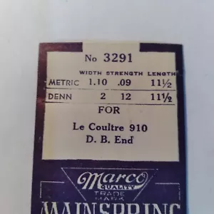 Marco 3291  main Spring 1.10   .09  11 1/2  in. LE COULTRE 910   b31 - Picture 1 of 1