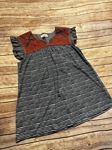 Top bordado THML Anthropologie, XS azul y óxido - Imagen 1 de 3