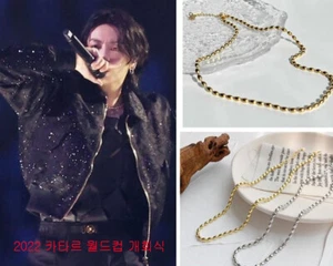 BTS Jungkook V Taehyung Gold Silver Stainless steel Rice Metal beads Necklaces - Picture 1 of 12