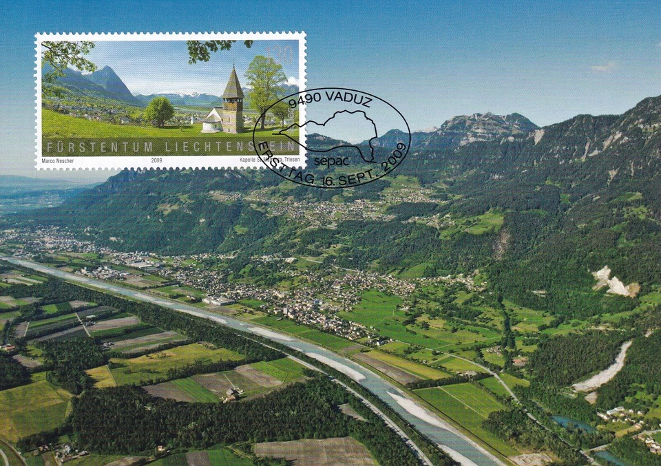 LIECHTENSTEIN 2009 FIRST DAY COVER ON MAXI CARD, CHAPEL OF ST.  MAMERTA, TRIESEN - Image 1 of 1
