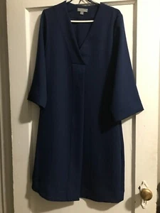 COS Crossover V-neck Dress Navy Blue Shift 3/4 Sleeve - Picture 1 of 4