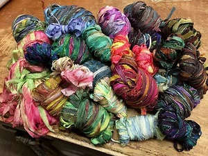 vintage curly ribbon hand dyed 1/4" rayon luminescent edge 3yds made in USA - Picture 1 of 18