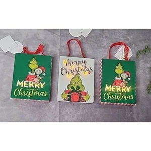 Dr Seuss Grinch Cindy Lou Who Light Up Canvas Christmas Tree Ornaments 3 Pc NEW - Picture 1 of 4