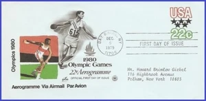 USA5 #UC52 ADDR PCS ARTCRAFT FDC Olimpics Letter Sheet - Picture 1 of 1