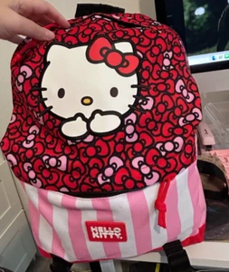 Hello Kitty Backpack Sanrio Red Bows Girls Black Hello Kitty School Bag Travel - Picture 1 of 3