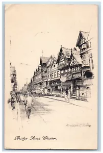 Chester Cheshire England Postcard Bridge Street Business Section c1910 Antique - Picture 1 of 2