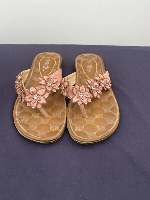 Patrizia by Spring Step Womens Size 39 Flip Flops Pink Flowers - Image 1 of 4