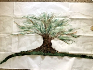 Ruby Perdomo "Baum des Lebens" Seide & Alpaka Wolle Handarbeit durchscheinend Schal Halstuch - Bild 1 von 11