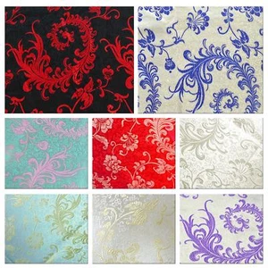 Faux Silk Brocade (Paisley Fern) Jacquard Damask Kimono Fabric Material BL8 - Picture 1 of 35