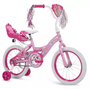 GIRLS KIDS TRAINING BIKE Disney Princess 16-Inch with Training-Wheels Pink - Picture 1 of 8
