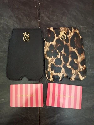 Lote de 2 Tarjeteros Victoria's Secret Cartera iPhone Estuche Bolsa Cuero Leopardo Foto 1 de 4