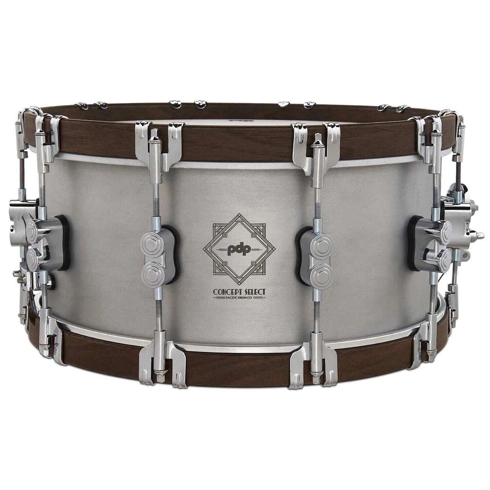 PDP Concept Select 3mm Aluminum Snare Drum 14x6.5 w/Walnut Hoops - Image 1 of 1