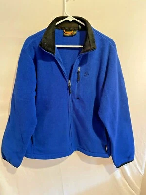 Chaqueta polar Timberland para hombre talla mediana azul negro ribete cremallera frontal cuello falso Foto 1 de 3