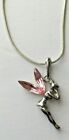 Disney Tinkerbell 15" Necklace Pink Jeweled Wings 1" Length