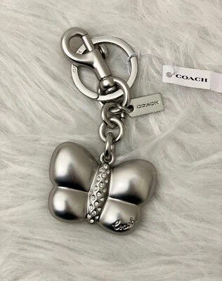 Coach Mariposa Plata 3D Bolso Dije Llavero Soporte CH842 Swarovski $98 NUEVO Foto 1 de 4