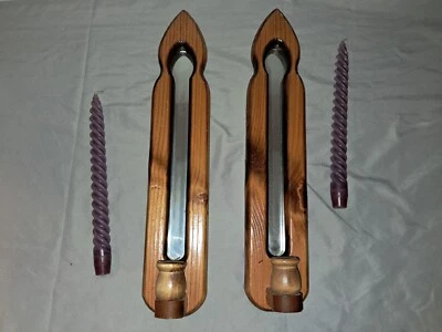 Meio Século Country~Conjunto de Castiçal Arandela de Parede~Funhado à Mão~Madeira Maciça~Presente - Imagem 1 de 4