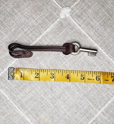 Fossil Skeleton Key Bag Charm Replacement - Brown Leather & Silver Tone Metal - Image 1 of 2